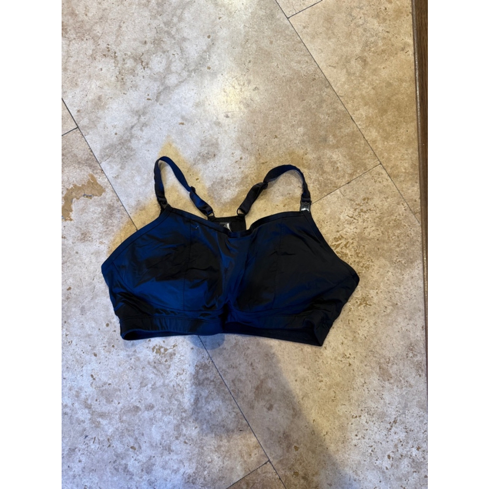 Women's Sports Bra Size L Black underwire built in nursing motherhood maternity - Picture 2 of 5